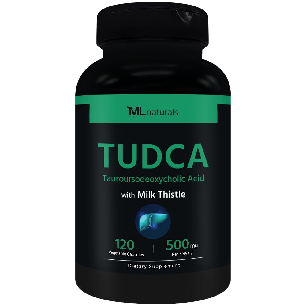 ML Naturals TUDCA with Milk Thistle 120 Vegetable Capsules, TUDCA 500mg, Milk Thistle 1,000mg (100mg of 10:1 Extract) per Serving, Gluten Free