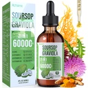21-in-1 Soursop Graviola Liquid Drop, Soursop Bitters Liquid 2000mg Organic Soursop Leaves & Fruit with 300mg Sea Moss, Zinc, Vitamins for Cellular, Immune, Skin, Digestive, Natural Flavor, 60ML