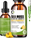 Sea Moss Drops 2000mg, Irish Sea Moss Supplement understøtter Immunitet, med Black Elderberry, Burdock Root, Bromelain, C-vitamin & zink, 2 Fl.Oz, Ananas Arv