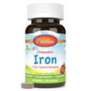 Carlson - Kid 's Chewable Iron, 15 mg, Superior Absorption, Blood Health, Energy Production & Optimal Wellness, Natural Strawberry Flavor, 60 tabletter