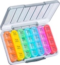 Daviky Weekly Pill Organizer 4 gange om dagen, Fugtighed- Proof Pill Box 7 dag, Daily Pill Case Medicine Organizer Box Let at bære, Rejse Pill Organizer med 28 kompartmenter til at holde vitaminer og medicin