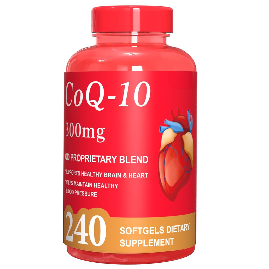 CoQ10 300mg Supplement for Heart and Vascular Health, Energy Production, Brain Health, Non-GMO - Dietary Supplement 8-Month Supply