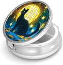 Pill Box-3 Segment Lille Pill sag for purse & Pocket Mini Metal Pill Holder Travel Pill Container til at holde kosttilskud Vitaminer BPA- Free (Moon Cat)