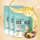Vitamin D3 10000 iu Plus K2 (MK- 7) 200 mcg, 300 Coconut Oil Softgels - 124; 2 i 1 VIT D & K Complex - 124; Understøtter Calcium Absorption, ben, immunforsvar, & Heart Health - Nem at synke (900 Softgels / 3 Bag)