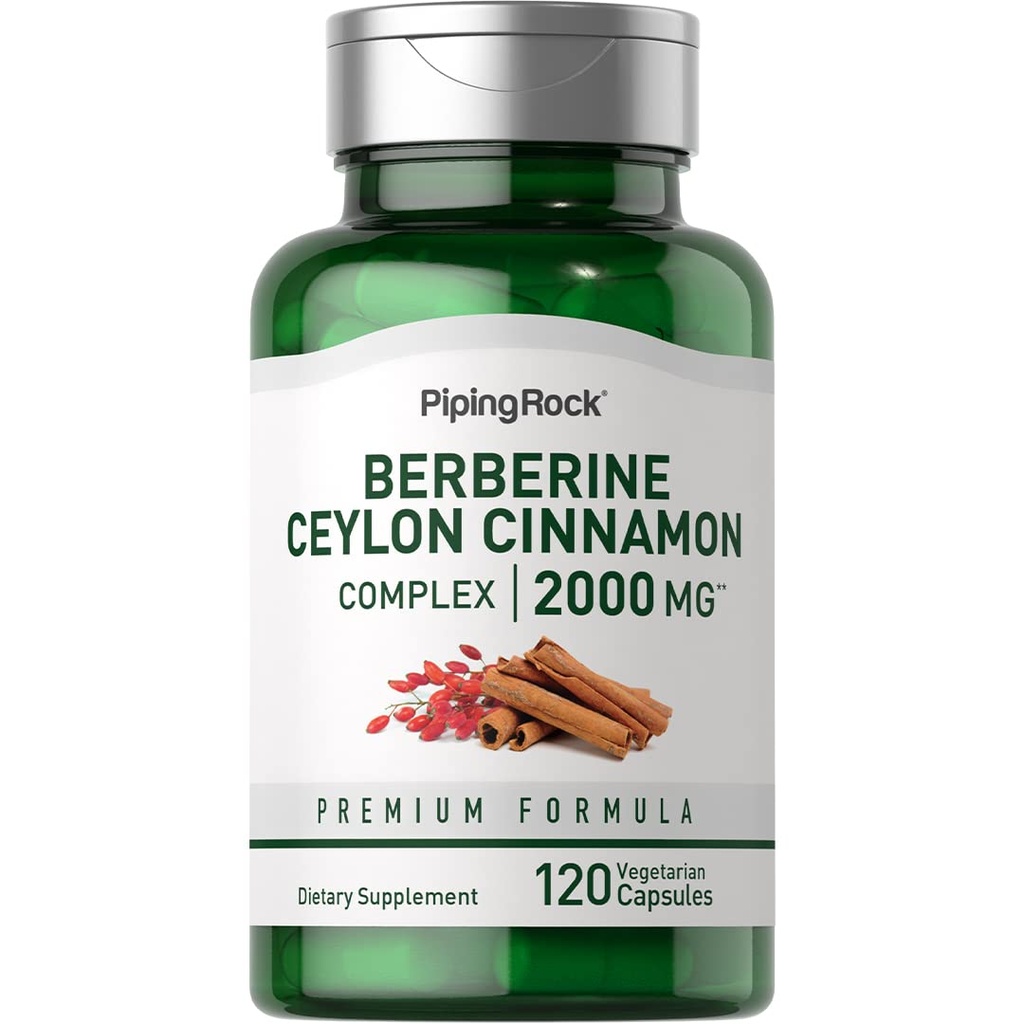 Piping Rock Berberine med Ceylon Cinnamon Supplement: 124; 2000 mg; 124; 120 Kapsler: 124; Vegetarisk Complex: 124; Non- GMO, Gluten Free