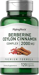 Piping Rock Berberine med Ceylon Cinnamon Supplement: 124; 2000 mg; 124; 120 Kapsler: 124; Vegetarisk Complex: 124; Non- GMO, Gluten Free