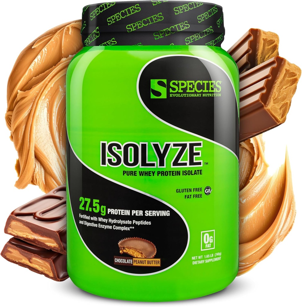 Art Nutrition Isolyze Whey Protein Powder, 100% Whey Isolate for Muscle Building, 27.5g Protein Per Scoop, No Sugar & Low Fat (Chokolade Peanut Butter, 22 Servere)