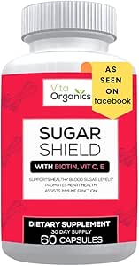 Sugar Shield - Advanced Sugar Support Supplement - Biotin, Magnesium Oxide, Chrom - 60 Veggie Capsules - 30 dage