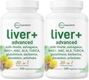 Liver Advanced+, 480 Veggie Capsules | 20-in-1 Complex + Milk Thistle, Dandelion, NAD, NAC, ALA, TUDCA, Glutathione, Artichoke, Turmeric, & Astragalus | Non-GMO, Gluten Free