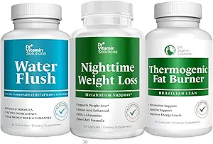 DR VITAMIN LØSNING Nighttime Fat Burner, termogene vægttab og vanddrivende piller - Metabolisme og vandretention piller for kvinder og mænd 180 caps