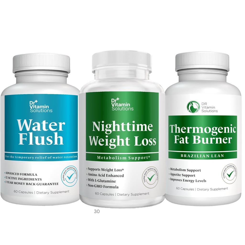 DR VITAMIN LØSNING Nighttime Fat Burner, termogene vægttab og vanddrivende piller - Metabolisme og vandretention piller for kvinder og mænd 180 caps