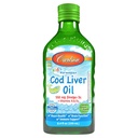 Carlson - Kid 's Cod Lever Oil, 550 mg Omega- 3s, Plus Vitamin A og D3, Flydende Fiskeolie, Wild Catht Norwegian Arctic Cod, Sustainable Sourced Nordic Fish Oil, Green Apple, 250 ml (8.4 Fl Oz)