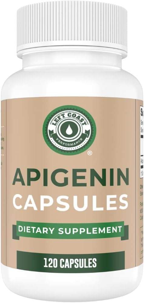 Venstre Coast Performance Apigenin Supplement 50mg kapsler - 4 måneders forsyning - kraftfuld Flavonoid for forbedret søvn, afspænding og stress