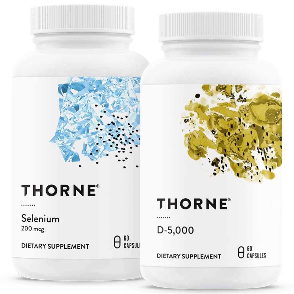 THORNE - Antioxidant & Wellness Bundle - Selen & vitamin D-5000 - Understøtter Thyroid sundhed & immunfunktion - 60 Servere
