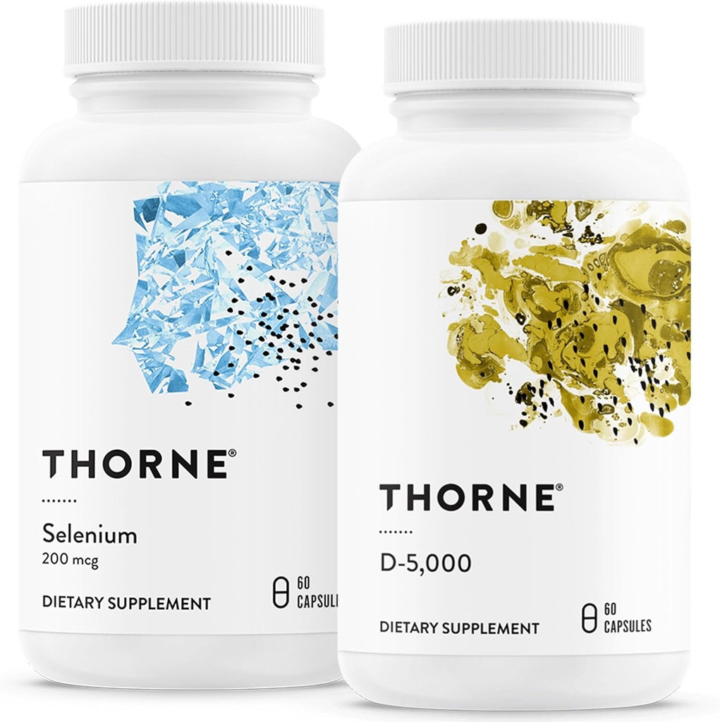 THORNE - Antioxidant & Wellness Bundle - Selen & vitamin D-5000 - Understøtter Thyroid sundhed & immunfunktion - 60 Servere