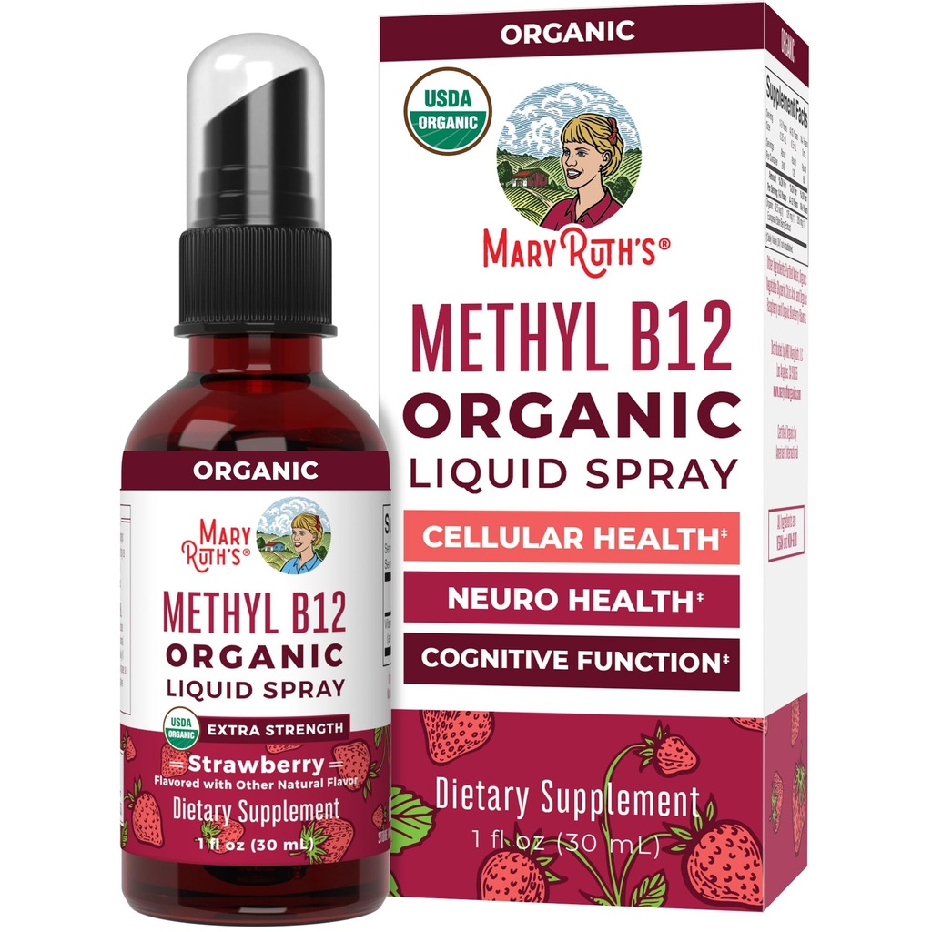 MaryRuth Organics Vitamin B12 Liquid Sprøjte B124; Vegan, Non- GMO, Gluten- Free