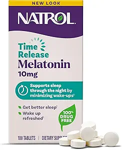 Natrol Advanced Sleep Melatonin 10mg, Kosttilskud til afslappende søvn, Time Release Melatonin Tablets, 100 Time- Release Tablets, 100 Day Supply (pakke med 12)