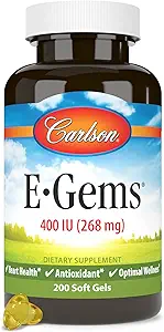Carlson - E- Gems, 400 IE, Heart Health & Optimal Wellness, Antioxidant, 200 bløde geler