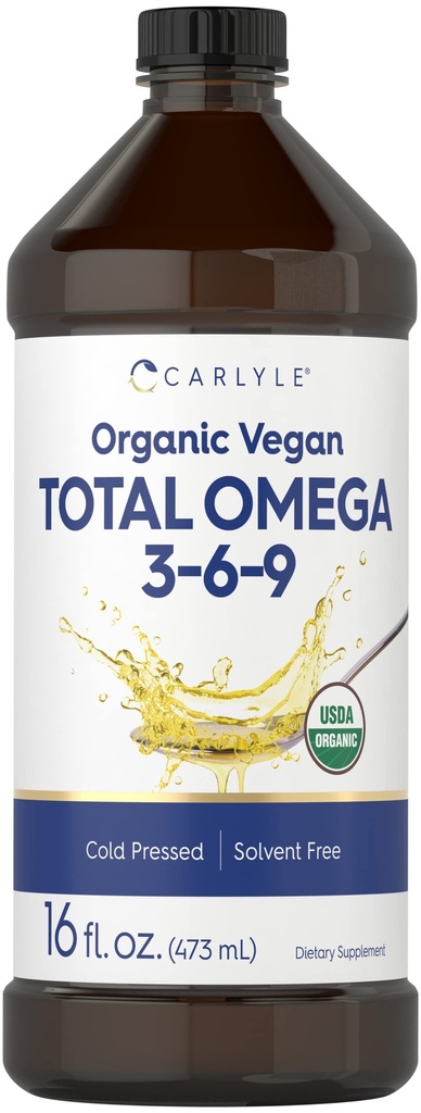 Carlyle Omega 3 6 9 | 16 fl oz | Cold Pressed | Certified Organic, Vegan Supplement | Vegetarian, Non-GMO, Gluten Free, and Solvent Free
