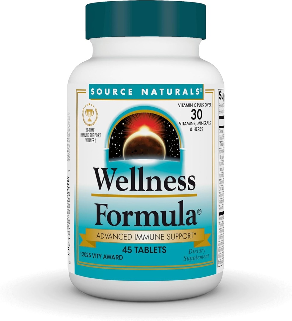 Kilde Naturals Wellness Formel Bio- Aligned Vitamin & Herbal Defense - Immunsystemet Support & Immunity Booster - 45 tabletter