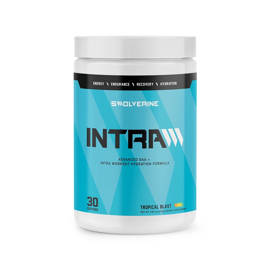 Swolverine intravaskulært 124; essentielle aminosyrer, elektrolyter, kokos vand, Pomegranat, Tart Cherry, Spirulina, Vegan, Non- GMO, Gluten Free (30 Servere, Tropical Blast)