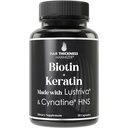 Lustriva Hair Growth Supplement + Cynatine HNS Keratin - 2 Clinically Proven Ingredients in 1 Capsule. Biotin 10000mcg and Soluble Keratin. Vitamins for Hair & Skin. Supplements for Women & Men