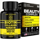 Biotin Supplement 10000mcg with Collagen Peptides Keratin and Pumpkin Seed Oil for Hair Skin and Nails | Hair Growth Supplement for Women & Men | Biotin and Collagen Supplements for Hair Loss