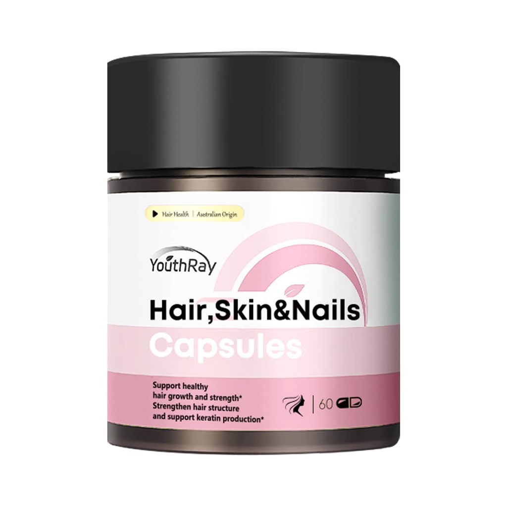 Biotin Hair, Skin & Nails Vitamins Supplement with Collagen and Keratin- Supports Hair, Skin, and Nails Health - 60 Capsules, 6500mcg per Serving - Non-GMO Ingredients(30-Day Supply)