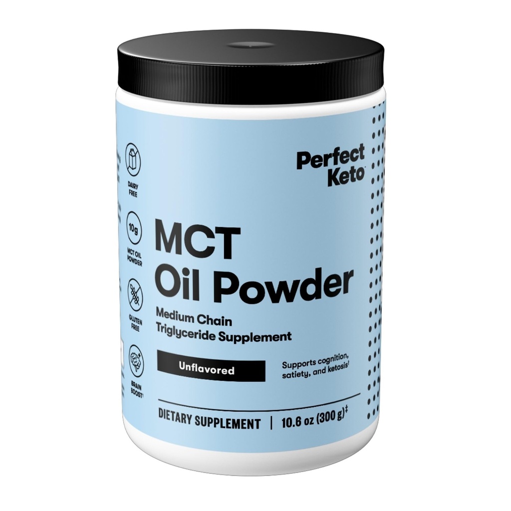 Perfect Keto 7g MCT Oil Powder, Medium Chain Triglycerides Supplement, Non Dairy Coffee Creamer til Keto Diet, Ketogen MCT Oil Mix til kaffe, Smoothie, Protein Shakes, Tea, Unflavored, 30 Servere