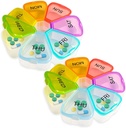 Ugentlig Pill Organizer, Medicin Organizer, 7 dages Pill Holder, Travel Pill Case (2PCS Farverige)