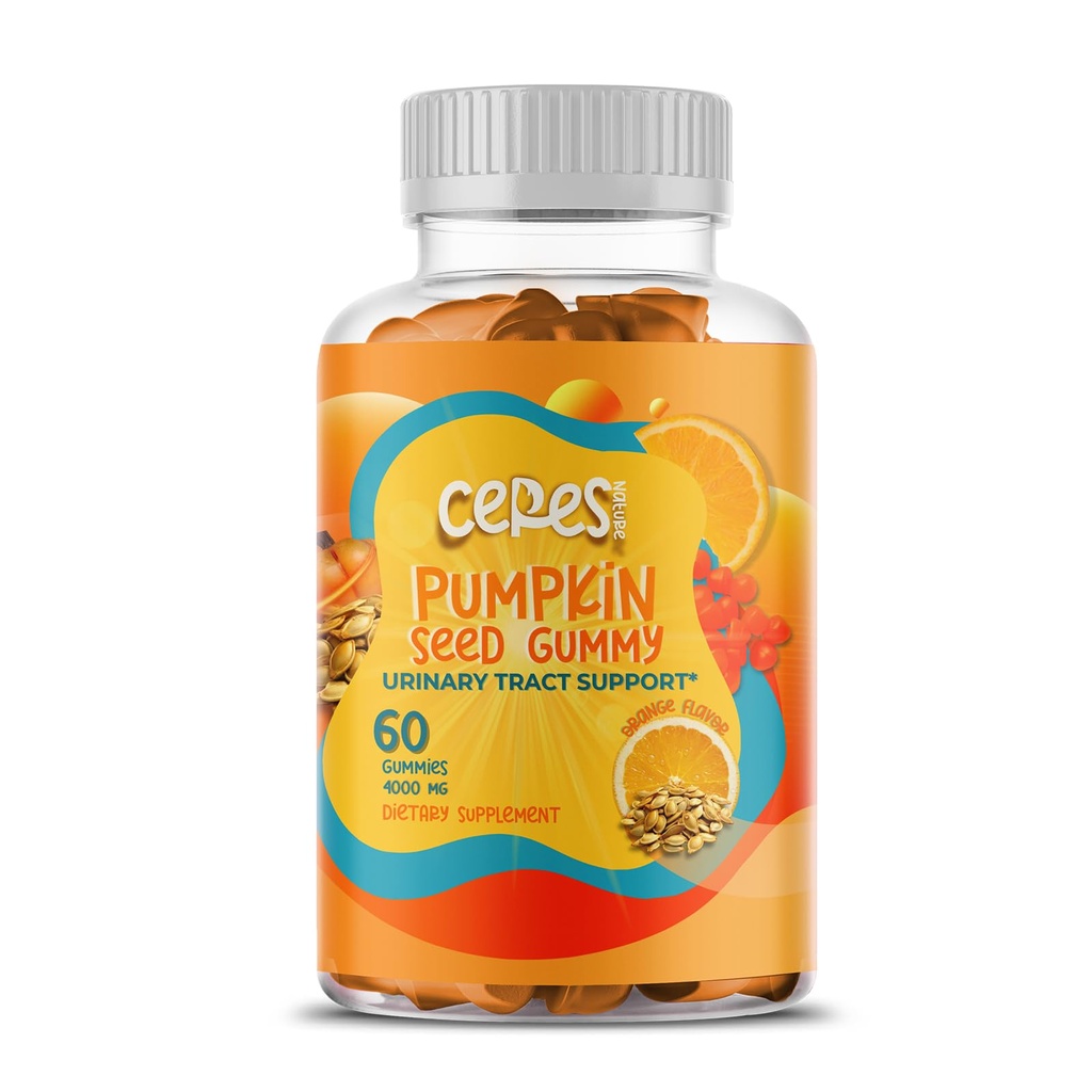 Pumpkin Seed Oil Gummies 4,000 mg for Hair Growth, Urinary Tract Support, Bladder Control Supplement, Younger Looking Skin & Face, Rich in Omega 3, Omega 6 & Essential Fatty Acids– Sugar-Free!
