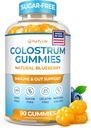 Sugar- Free Colostrum Gummies (1500mg) Bovin Colostrum til mennesker, Grass- Fed supplement til Gut Health, Leaky Gut Reparation, immunforsvar, Hud Sundhed - 35% IgG Per Servering
