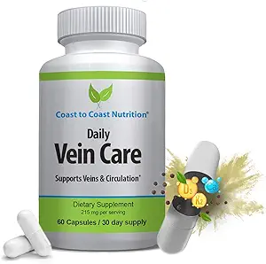 Daglige Vein Care supplement kapsler - cirkulering Formel med en naturlig blanding af calcium, vitamin D3, vitamin K2 Plus BioPerine til Max Absorption Vein Formel - 60 kapsler