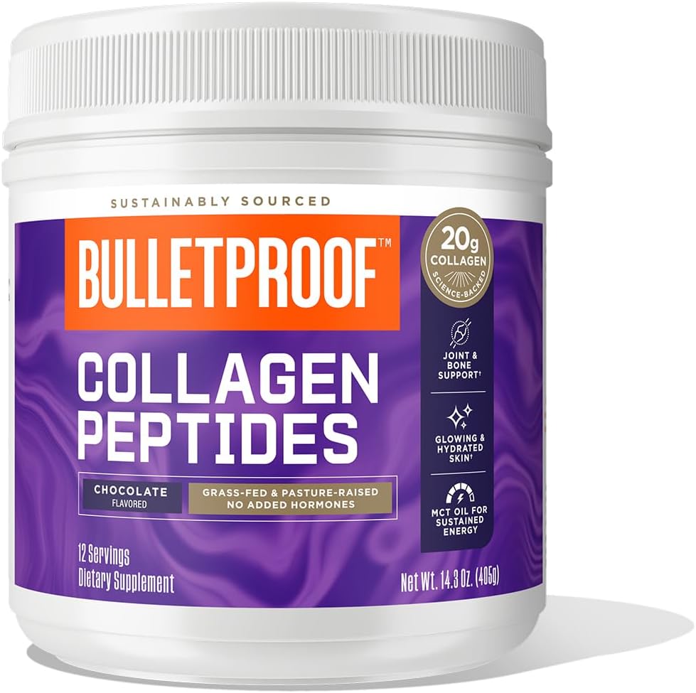 Bulletproof Chocollagen Peptider Pulver med MCT Oil, 14.3 Ounces, Grass- Fed Collagen Protein til hud, ben og fælles støtte, Pasture hævet, Ingen Tilsatte Hormoner
