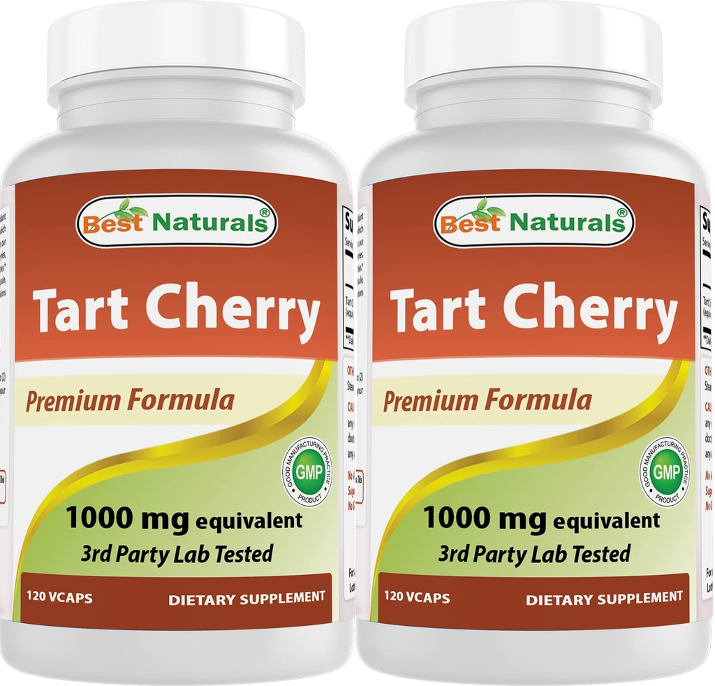 Bedste Naturals Tart Cherry Extract 1000 mg 120 Kapsler (120 Greve (pakke med 2))