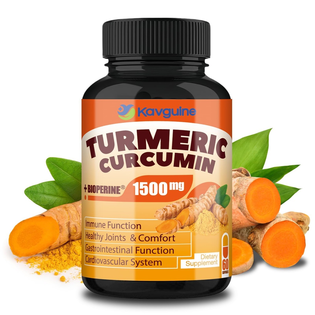 Turmeric Curcumin Supplement with Black Pepper – 1650mg Organic Turmeric Capsules, 95% Curcuminoids, Turmeric for Joint Support, Anti Inflammatory Supplement for Men & Women, 60 Veggie Capsules