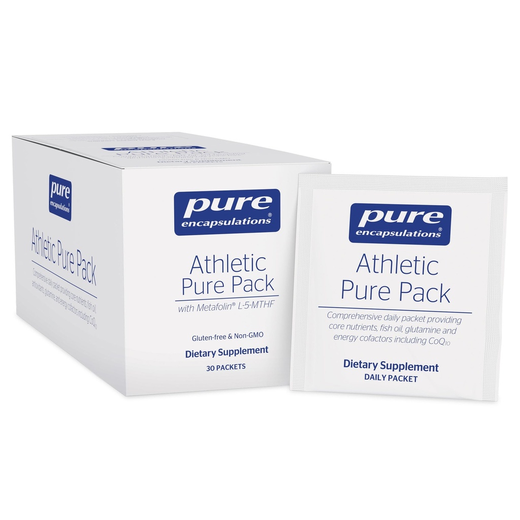 Pure indkapslinger Atletiske Pure Packed 124; Omfattende Daily Packet giver Core Nutrients, Fish Oil, Antioxidanter, Glutamin, og Energy Cofactors herunder CoQ10 og Kre- Alkalyns 124; 30 Pakker