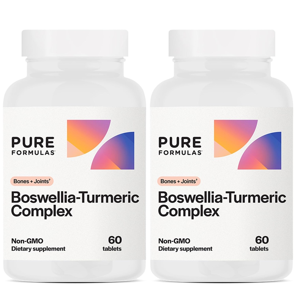 PureFormulas Boswellia Turmeric Supplements for Joint Health & Immune Support Boswellia Extract Turmeric Supplement 60 Tablets, 2-Pack