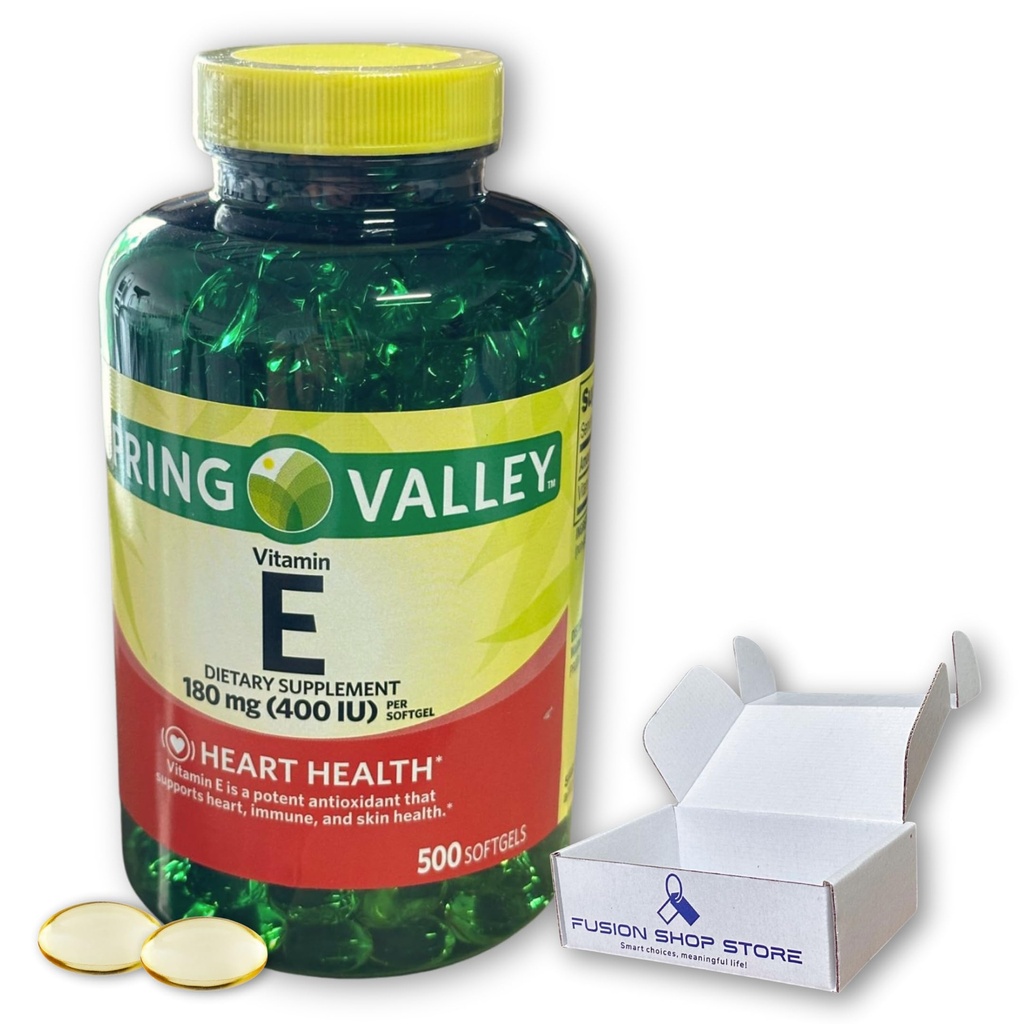Vitamin E 400 iu 180mg softgels 500 ct, Hair Skin and Nails Vitamin (Pack of 1), Boxed by Fusion Shop Store
