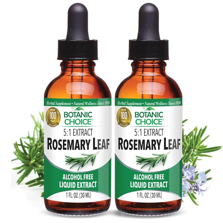 Botanic Choice - Rosemary Leaf Liquid Extract - Alkohol fri, Gluten fri - Hurtig fungerende supplement dråber - Let at bruge Dropper - 1 Fluid Ounce 2 Pack