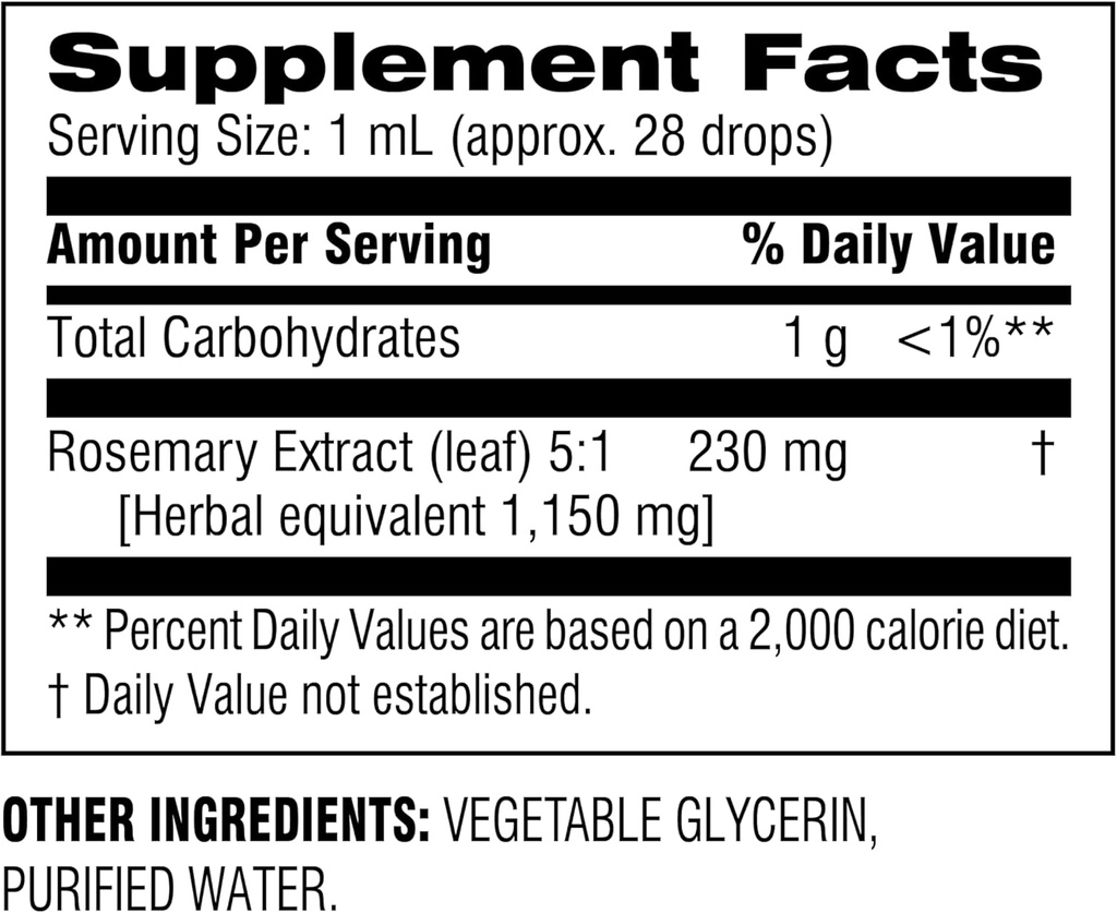 Botanic Choice - Rosemary Leaf Liquid Extract - Alkohol fri, Gluten fri - Hurtig fungerende supplement dråber - Let at bruge Dropper - 1 Fluid Ounce 2 Pack