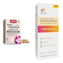Jarrow Fem-Dophilus Probiotics 10 Billion CFU and vH Essentials Boric Acid Vaginal Suppositories with Tea Tree Oil and Lactic Acid - Feminine Health Bundle