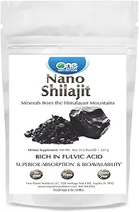 One Planet Nano Shilajit Powder 8 oz (454 Servering), 40- 60% Fulvic Acid, Nano for Enhanced Absorption, Understøtter Samlet Wellness, Non- GMO, Vegan, Gluten Free