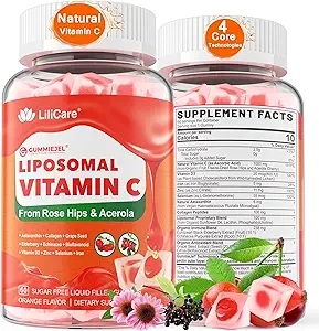 Naturlig Liposomal Vitamin C 1000mg Gummies til voksne børn 9 +, 1660mg Chewable Vitamin C w / 11mg Zink, D3, Elderberry, Echinacea, Bioflavonoid, immunforsvar - Organic VIT C fra frugter, sukker fri