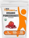 BulkSupplements.com Organic Pomegranate Powder - Pomegranate Supplement for immunforsvar, Herbal Supplement - Gluten Free, 5g per Serving, 500g (1.1 lbs) (Pack of 1)