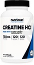 Nutricost Creatine HCl 120 Capsules - Made with CON-CRET Creatine, 750 MG Per Capsule
