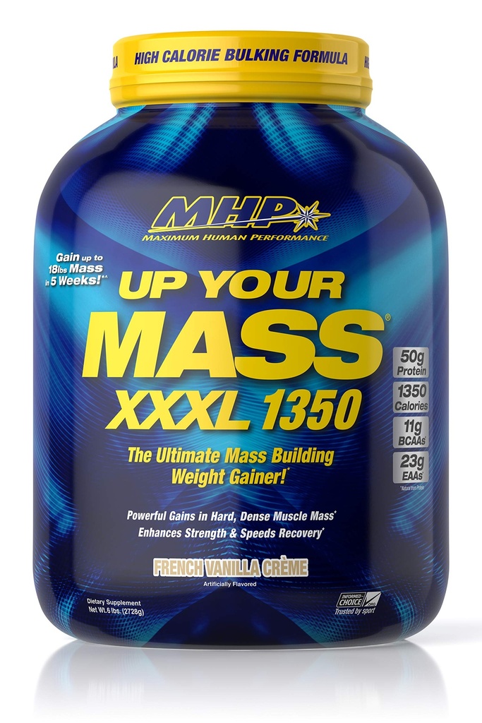 Maksimal Human Performance MHP UYM XXXL 1350 Mass Building Weight Gainer, Muscle Mass Gains, w / 50g Protein, Høje Kalorier, 11g BCAA, Leucin, Fransk Vanilla Creme, 8 Servere