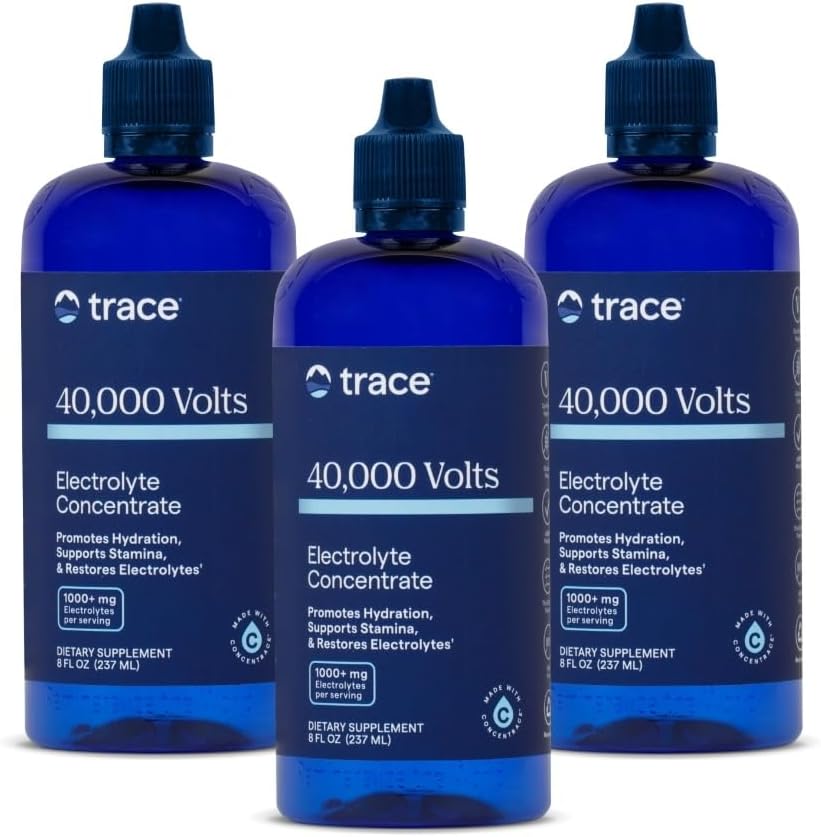 Trace Minerals 40.000 Volts - Concentrate Supplement Drops til Electrolyte Support - Support Muscle Health & Vitality - Workout Drink to Aid Hydration - 8 fl oz (Pack of 3) (144 Servering)