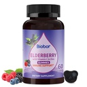 Natural Black Elderberry Gummies 150mg, Elderberry Fruit Extract med C-vitamin og zink, Herbal ElderCraft ® Gummies Daglig immunforsvar til børn og voksne, 60 Greve
