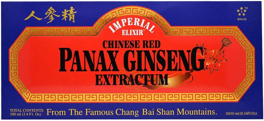 Kinesisk rød Panax Ginseng Extractum - Hætteglas Imperial Elixir (Ginseng Company) 10 Hætteglas